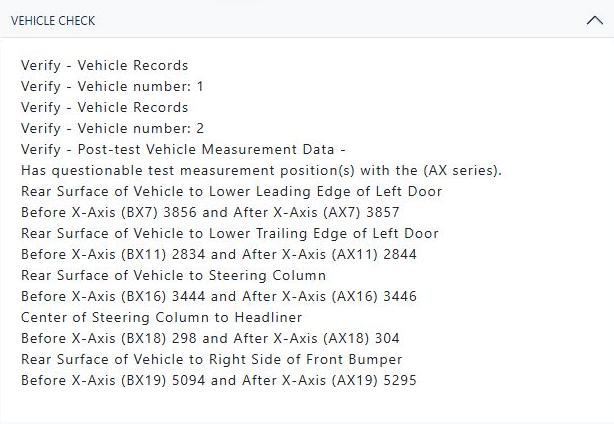 Vehicle Check output for test 10099